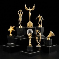 Trophées en métal plaqué noir vierges, gravés par impression UV, de haute qualité, durables, pour récompenses, souvenirs et cadeaux, vente en gros