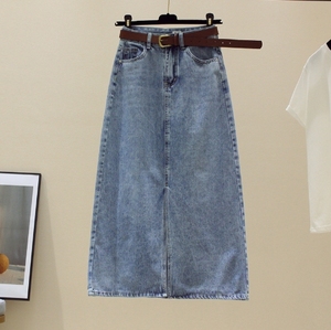Gonna sottogonna in denim Yuhong da donna, vintage, a vita alta, a trapezio, estiva, streetwear, traspirante, in poliestere/cotone, lunghezza midi, con tasche - Product Image 3