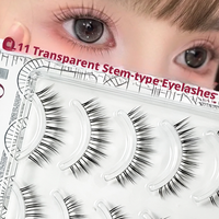 AGENGPO CL11 Faux Cils Naturels de Luxe en Une Seule Pièce, 5 Paires, Tige Transparente 0,07 mm, Courbure C, Cheveux Synthétiques, Sans Cruauté Animale