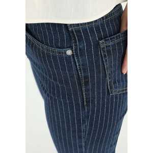 Pantalones vaqueros de mujer a rayas de pierna ancha con ajuste elástico 31879PNT - Product Image 1