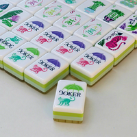 Nouvelles tuiles de mahjong américaines en acrylique à quatre couches, motif bambou, transfrontalières, pliables, écologiques, emballage en boîte en carton portable