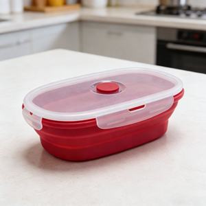 กล่องใส่อาหารซิลิโคนพับได้ เกรดอาหาร เป็นมิตรกับสิ่งแวดล้อม ใช้กับไมโครเวฟได้ พร้อมโลโก้ - Product Image 5