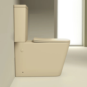 Inodoro de pie de dos piezas con cisterna monobloque de cerámica, color caqui, con salida al piso (P-trap) - Product Image 4