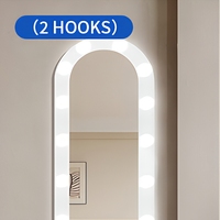 Miroir LED arqué sur pied avec crochets pour la maison, l'hôtel et la salle de maquillage