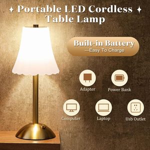 Lampe de table sans fil nordique rechargeable à LED avec commande tactile, or, 3 températures de couleur, lampe de chevet/bureau - Product Image 6