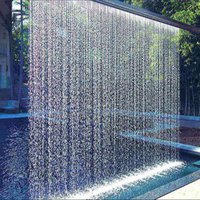 Fuente Comercial Water Faery, Elegante Cortina de Agua Moderna, Acero Inoxidable 304, Luz LED Multicolor, Ecológica