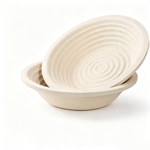Cesta <span class=keywords><strong>de</strong></span> fermentación <span class=keywords><strong>de</strong></span> pan <span class=keywords><strong>de</strong></span> <span class=keywords><strong>pulpa</strong></span> <span class=keywords><strong>de</strong></span> <span class=keywords><strong>madera</strong></span> redonda premium 26x26x6.4cm, <span class=keywords><strong>Banneton</strong></span> artesanal para masa madre, para suministro a cocinas comerciales, pedido al por mayor - Product Image 1