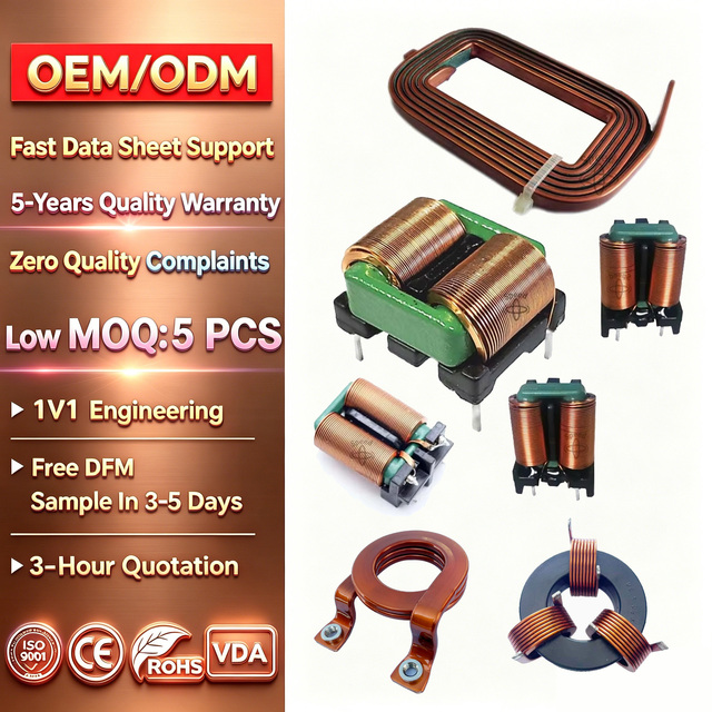 High Frequency Electromagnetic Filter Inverter Air Core Coil Flat Wire Inductor High Current Ultra-low DCR High Heat Dissipation