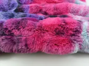 Fashionable Multicolored Tie Dyed Spandex Rabbit Faux Fur Fabric Bunny Fur For Garment/Hometextile