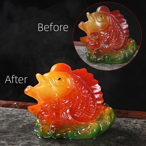 Figurine de <span class=keywords><strong>poisson</strong></span> <span class=keywords><strong>rouge</strong></span> en résine changeant de couleur, artisanat chinois, accessoires pour théière, ornements de maison Feng Shui - Product Image 3