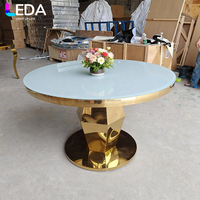 LEDA Fournitures de décoration pour événements et fêtes personnalisées, table ronde en acier inoxydable dorée pour banquet et dîner de mariage