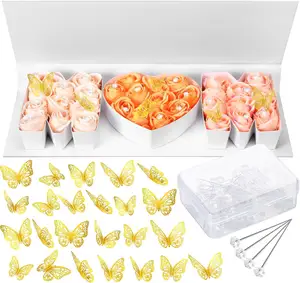 Mother's Day MOM Empty Flower Gift Box Letter Shaped Fillable MOM Gift Box with Plastic Gold Butterfly With Pins DIY Gift Set