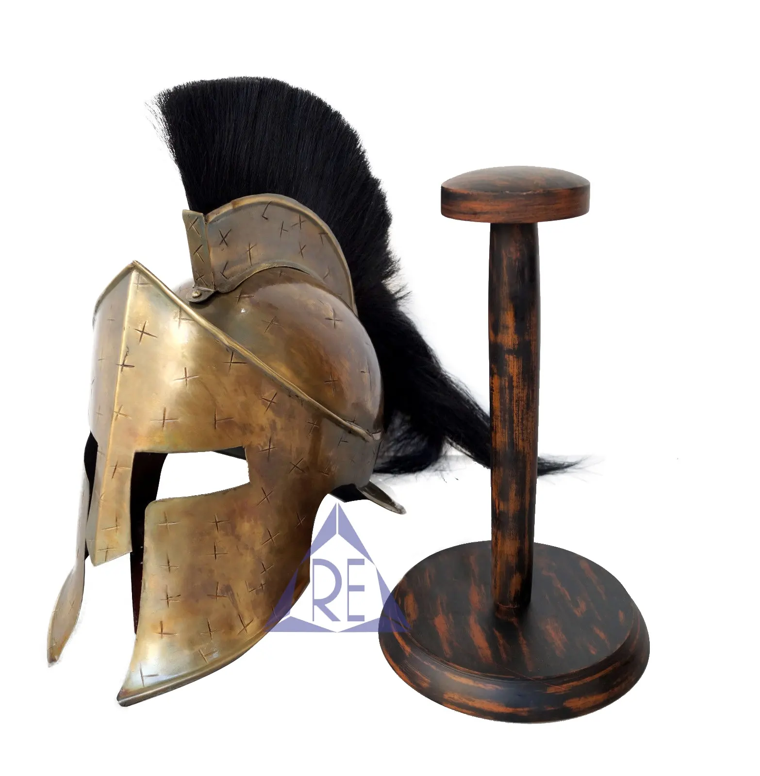 Casco Medieval de Metal, accesorio de decoración para el hogar y la Oficina, estilo griego, romano, espartano, Leonidas, Rey, Plume negro, 300