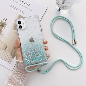 Étui de téléphone <span class=keywords><strong>avec</strong></span> <span class=keywords><strong>cordon</strong></span> transparent brillant et scintillant de luxe pour <span class=keywords><strong>iPhone</strong></span> 13 Pro Max 12Pro XR XS <span class=keywords><strong>11</strong></span> - Product Image 4