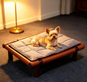 Unique Design Elevated Cat <b>Bed</b> Custom Solid Wood Frame Waterproof Leather Pet <b>Bed</b> Indoor Luxury Sleeping <b>Bed</b> - Product Image 1