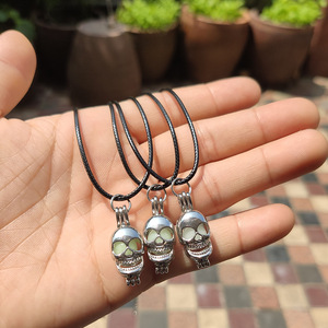 Grosir Klasik Baru Pria Halloween Batu Bercahaya Perhiasan Aksesoris Bersinar Dalam Gelap Wanita Tengkorak Kalung Liontin - Product Image 2