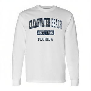 Camiseta de manga larga Clearwater Beach Florida Vintage Sports Navy establecida en 1915 - Product Image 2