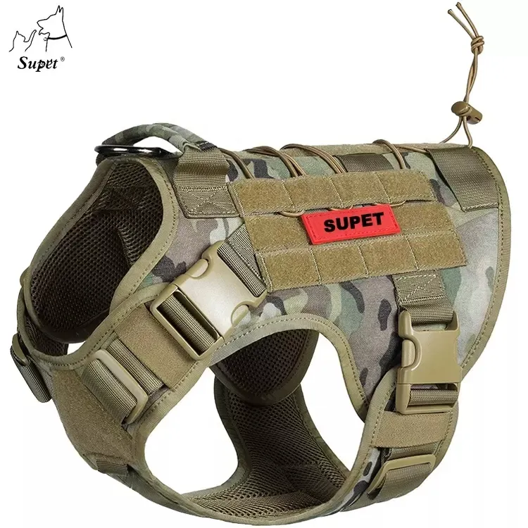 Manufacturer Custom K9 Nylon Large Medium Adjustable Tactical Soft Pet No Pull Adjustable Dog Harness Vest l With Handle