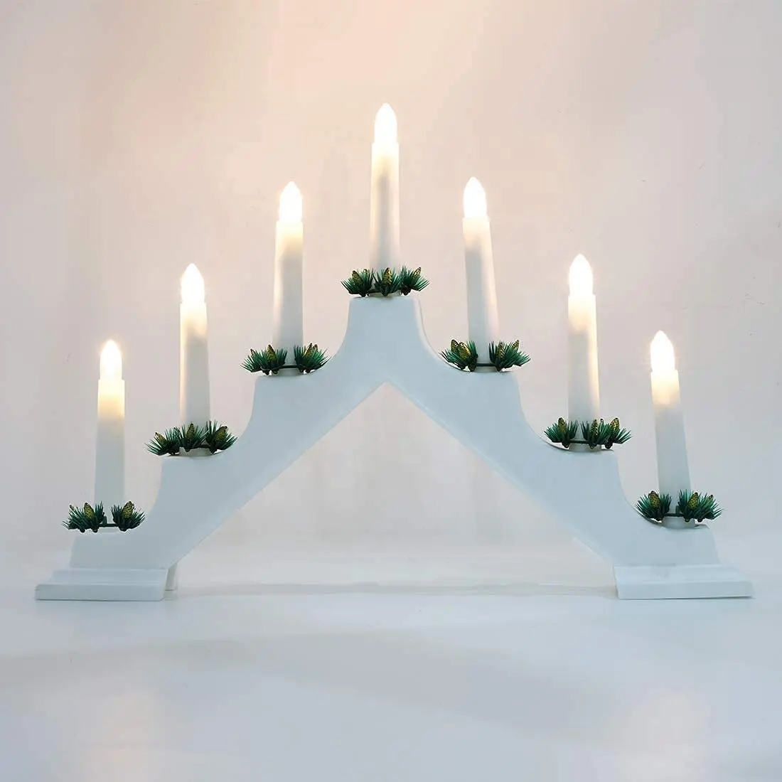7 LED Traditional Christmas Plastic Candle Bridge Arch Window Decoration Light Xmas Ornament