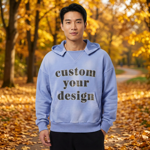 Sudadera con Capucha para Hombre, Color Azul Claro, con Estampado de Letras Personalizado, Bolsillo Tipo Canguro, Corte Regular, Estilo Casual - Product Image 5