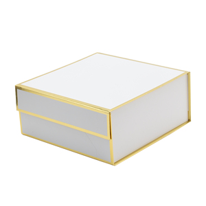High Quality White <b>Box</b> with Custom Printing Gold Brim Clam Shell <b>Box</b> with Magnetic Closure for Clothing Shoes Garment Packing - Product Image 3