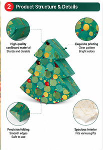 Custom Christmas Tree Treat Packaging Smooth Folding Durable Structure <b>for</b> Cookies Candy <b>Small</b> Presents Tree <b>Gift</b> <b>Box</b> - Product Image 2