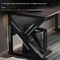 Bureau de jeu moderne avec cadre en forme de X, noir, 80 cm, 100 cm, bureau d'ordinateur, bureau à domicile, table d'étude, table de jeu pour chambre à coucher, dortoir