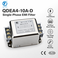 Filtre anti-bruit monophasé CA QDEA4-10A-D 10A 250VAC à double étage, type terminal, profil bas, CE RoHS pour variateur de fréquence
