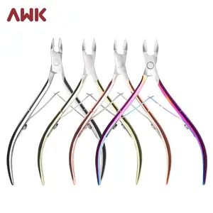 AWK Professional High Quality Nail Tool Colored Titanium Cuticle Nippers Curved And Cutters Stainless Steel