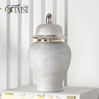 J310 Ornement Jarre à Gingembre Nordique, Vases en Céramique Argentée pour Arrangements Floraux, Autres Articles de Décoration Intérieure, Fabrication Foire de Canton