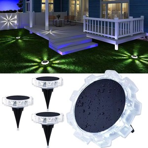 ไฟโซลาร์ติดผนังและปักดิน 2-in-1 4 โหมด ไฟกระพริบ ไฟส่องสว่าง ไฟ RGB ไฟวอร์มไวท์ LED สำหรับตกแต่งสวนภายนอก - Product Image 4