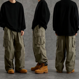 TKAN347 Wholesale Stylish Six Pocket Cotton <b>Mens</b> Tactical Parachute Cargo Pants for <b>Men</b> Loose <b>Baggy</b> Hip Hop Long Pants <b>Trousers</b> - Product Image 1
