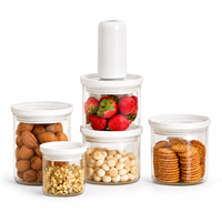Ensemble de 4 récipients alimentaires multifonctionnels sous vide pour la cuisine, comprenant des bocaux en verre avec couvercles et un réservoir.