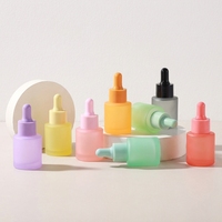 Flacons compte-gouttes en verre mat couleur macaron de 20 ml pour huiles essentielles, sérum de soin, forme cylindrique, bouchon à vis PP