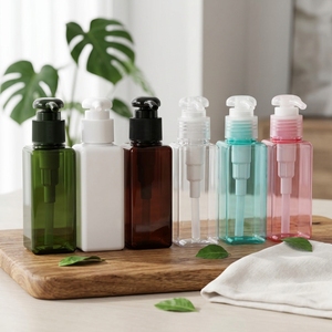 Bottiglie in <span class=keywords><strong>Plastica</strong></span> Bianche Blu Rosa 100ml PET per Detersivo <span class=keywords><strong>Liquido</strong></span> per Piatti, Flacone Vuoto con Pompa e Logo - Product Image 3