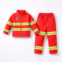 Costume de pompier pour enfants avec fermeture éclair sur le devant, col montant et ensemble veste et pantalon deux pièces pour jeux de rôle et de simulation