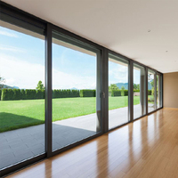 Puerta y Ventanas de Aluminio con Junta de Silicona Gris, Ventanas Corredizas de Aluminio Color Champán