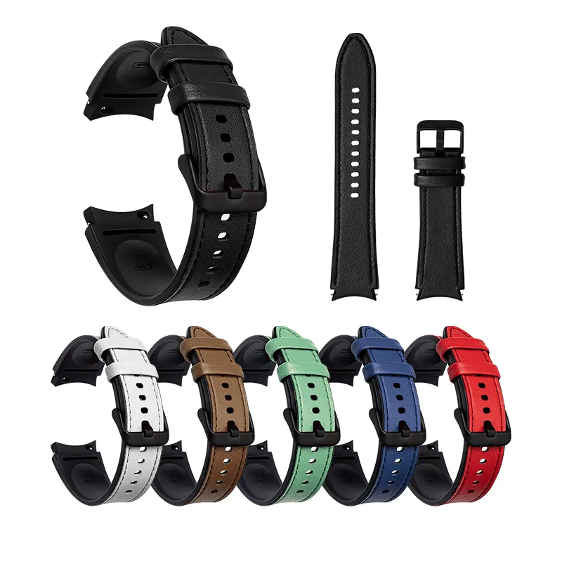 FORWELLENY Galaxy watch 4 silicone stick leather smart Watch Band Strap box 20mm 22mm For Samsung men women