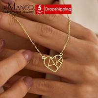 Collier EManco avec pendentif cœur creux et alphabet, bijou tendance, délicat et élégant, idéal pour anniversaire, vacances, fête, festival