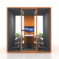 Cabine de travail insonorisée mobile pour intérieur, bureau, 4 places, pour réunions, travail, appels téléphoniques, étude, avec éclairage