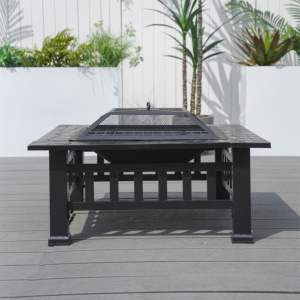 Mesa de Fogata Db de Acero para Exteriores, con Quemador de Leña, Independiente, con Recubrimiento en Polvo Negro Gris D0100H50UTP - Product Image 6