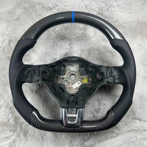 Sans garniture centrale Demi-cuir carbone LED noyau <span class=keywords><strong>de</strong></span> volant pour Volkswagen pour VW <span class=keywords><strong>Golf</strong></span> R 6 MK6 MK7 MK7.5 GTI Jetta Passat - Product Image 3