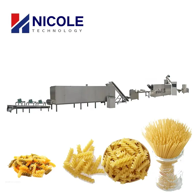 Otomatik büyük kapasiteli spagetti makarna ekstruder makarna yapma makinesi üretim hattı