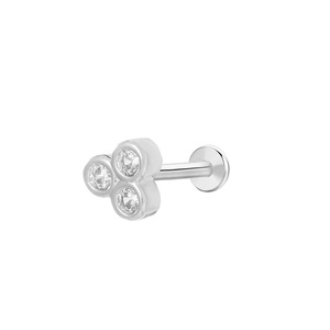 Pendientes de Acero Inoxidable con Zirconia Dorada en Engaste de Bisel, Joyería para Cartílago Perforado, Regalo - Product Image 4