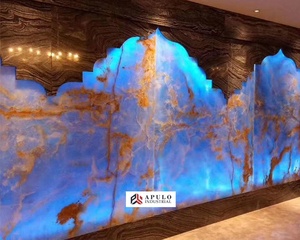 Fabbrica diretta formato personalizzato blu marmo pietra parete decorativa parete blu onice marmo pannello oceano - Product Image 1