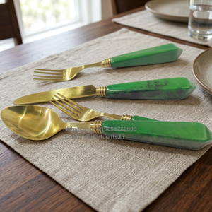 Ensemble de couverts 3 pièces plaqué or pour 4 personnes miroir polissage couteau à dîner cuillère en métal Place cuillère repose Pot Clips - Product Image 2