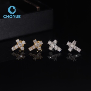 Boucles d'oreilles croix en moissanite VVS certifiées GRA, collection tendance hip-hop, bijoux en argent 925 pour hommes et femmes - Product Image 3