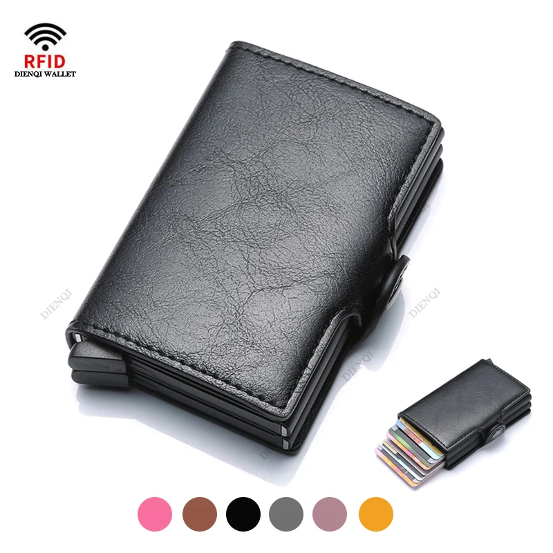 Antitheft RFID Wallet for Men - Minimalist Leather & Aluminum Card Holder,  Slim Design for Secure Storage