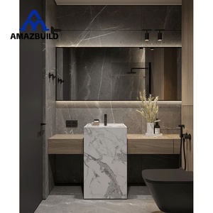 AMAZBUILD Luxury <strong>Freestanding</strong> Stone Vanity with Integrated Sink Smart <strong>Mirror</strong> for <strong>Bathroom</strong> Application Unique Design - Product Image 4