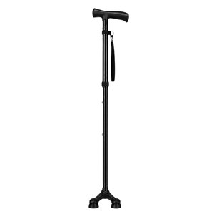 OEM Folding Walking Stick Aluminum Alloy 5 Section Telescopic Trekking Pole Outdoor Travel Hiking Cane Black - Product Image 1